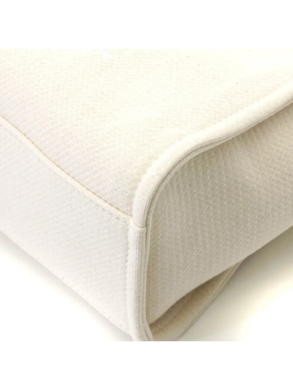 Chanel Deauville Small Shopping Bag White Handbag Canvas